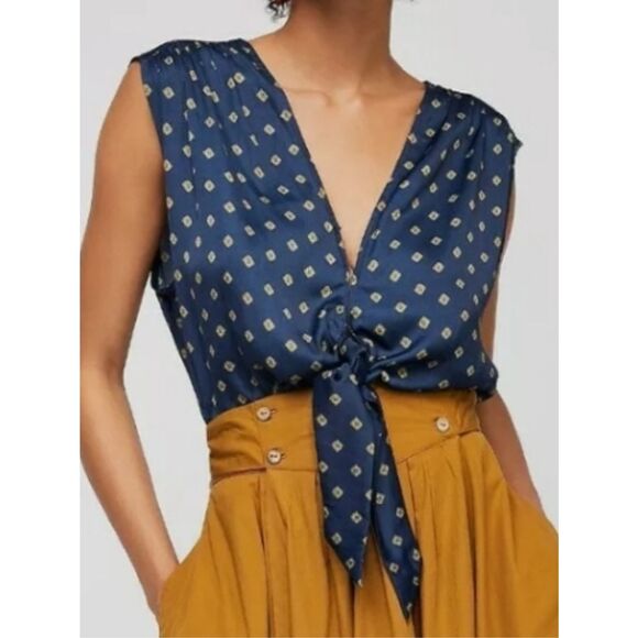NWOT-Free People “Mornings in Marrakech” Sleeveless Tie-Front Top – Size Medium - Picture 5 of 16